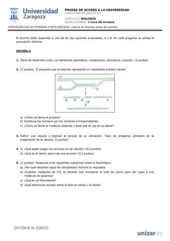 Examen de Biología (PAU de 2011)