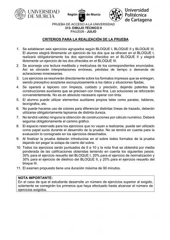 Dibujo Técnico II – EBAU Región de Murcia (2026)