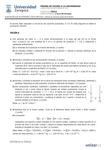 Examen de Física (PAU de 2011)