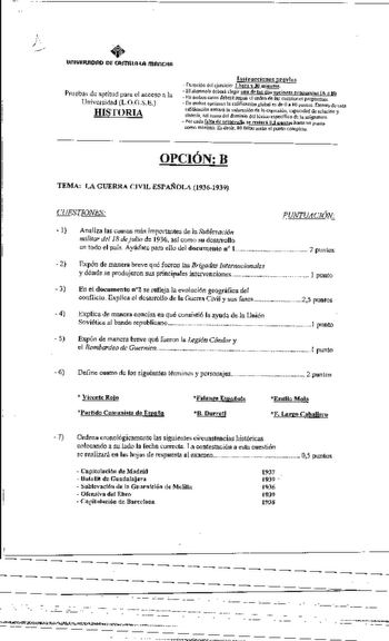 Examen de Historia de España (selectividad de 2003)