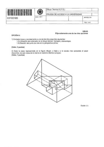 Examen de Dibujo Técnico II (PAU de 2011)