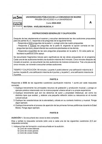 Examen de Análisis Musical (EvAU de 2025)
