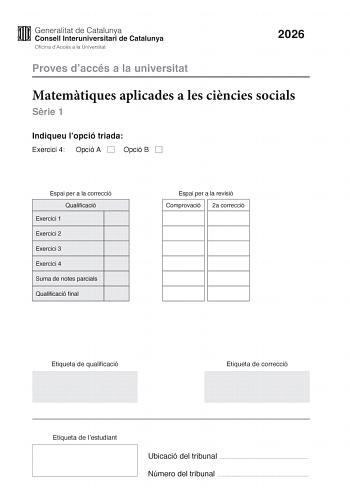 Matemáticas Aplicadas a las Ciencias Sociales – PAU Cataluña (2026)