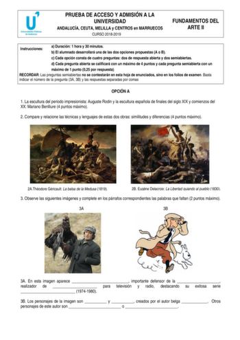 Examen de Fundamentos del Arte (PEvAU de 2019)