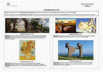 Prueba de evaluación de Bachillerato para el acceso a la Universidad EBAU CURSO 202223 FUNDAMENTOS DEL ARTE Responda en el pliego del examen a diez preguntas cualesquiera de entre las veinte que se proponen Todas las preguntas se calificarán con un máximo de 1 punto Indique en el pliego del examen las preguntas que responderá Una selección de preguntas que sumen más de 10 puntos conllevará la anulación de las últimas preguntas seleccionadas yo respondidas Imágenes preguntas 1 2 y 3 PREGUNTA 1 C…