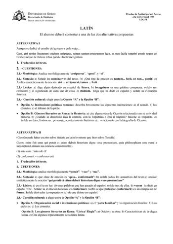 Examen de Latín II (selectividad de 1999)