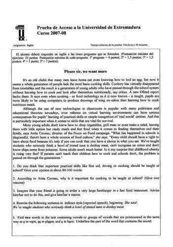 Examen de Inglés (selectividad de 2008)