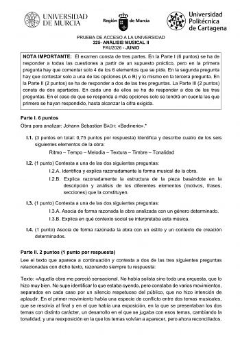 Análisis Musical – EBAU Región de Murcia (2026)