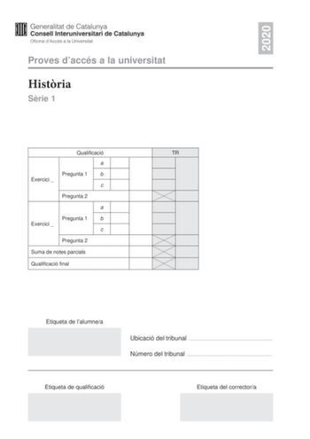 Examen de Historia de España (PAU de 2020)