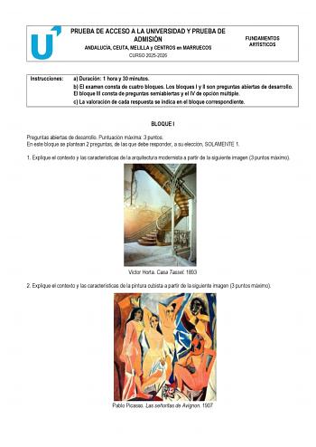 Fundamentos Artísticos – PEvAU Andalucía (2026)