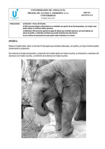 Examen de Dibujo Artístico II (PEvAU de 2017)
