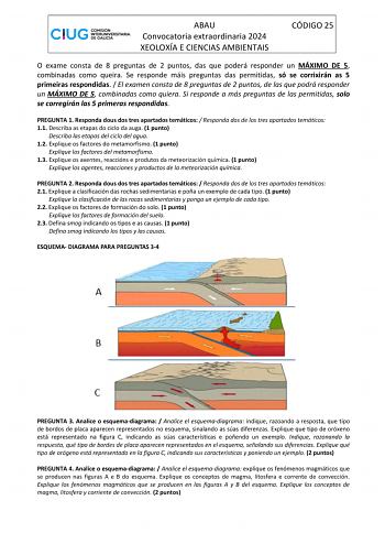 Examen de Geología y Ciencias Ambientales (ABAU de 2024)