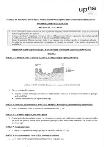 Examen de Geología y Ciencias Ambientales (EvAU de 2017)