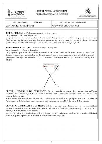 Examen de Dibujo Técnico II (PAU de 2025)