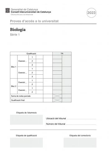Examen de Biología (PAU de 2023)