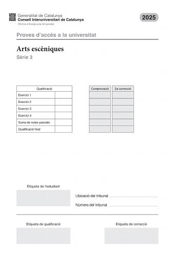 Examen de Artes Escénicas (PAU de 2025)