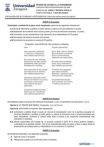 Coro y Técnica Vocal – EvAU Aragón (2026)