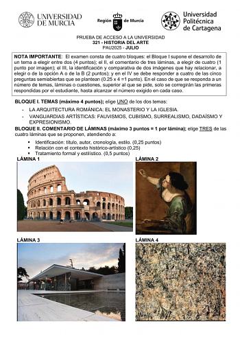 Examen de Historia del Arte (EBAU de 2025)