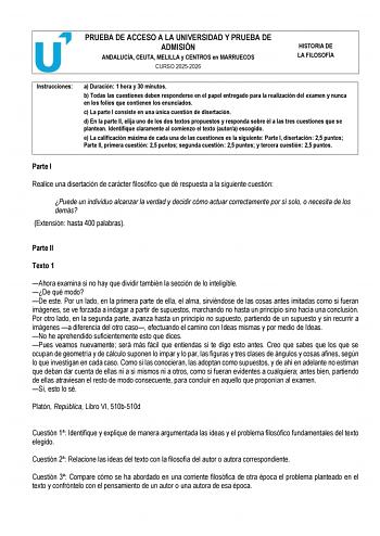 Historia de la Filosofía – PEvAU Andalucía (2026)