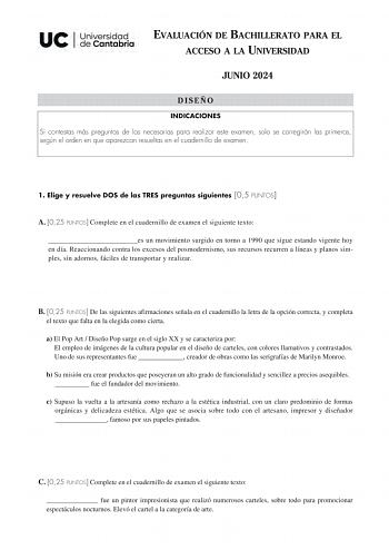 Examen de Diseño (EBAU de 2024)