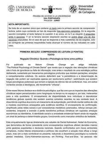 Portugués – EBAU Región de Murcia (2026)