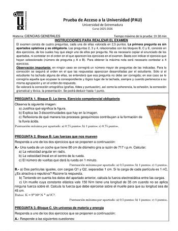 Ciencias Generales – EBAU Extremadura (2026)