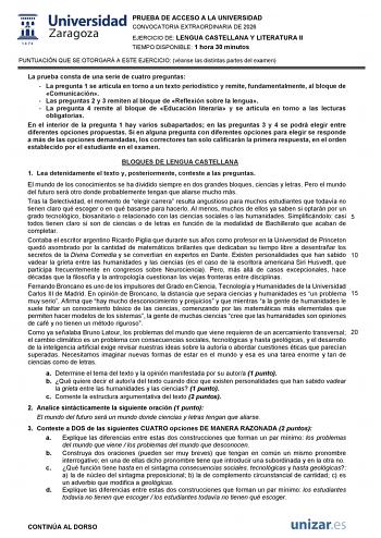 Lengua Castellana y Literatura – EvAU Aragón (2026)