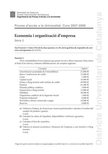 Examen de Economía de la Empresa (selectividad de 2008)
