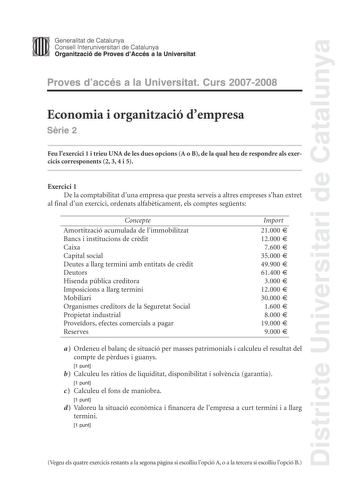 Examen de Economía de la Empresa (selectividad de 2008)