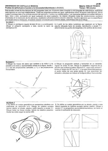 Examen de Dibujo Técnico II (selectividad de 2000)