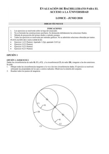 Examen de Dibujo Técnico II (EBAU de 2018)