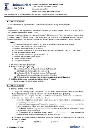Latín II – EvAU Aragón (2026)