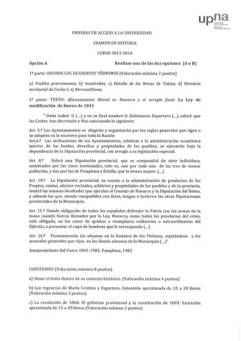 Examen de Historia de España (PAU de 2014)