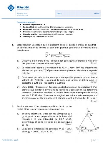Examen de Física (PBAU de 2025)