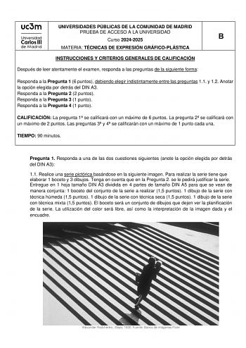 Examen de Técnicas de Expresión Gráfico Plástica (EvAU de 2025)