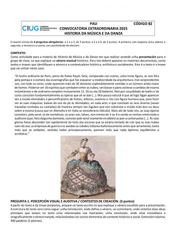 Examen de Historia de la Música y de la Danza (ABAU de 2025)