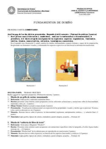 Examen de Diseño (selectividad de 2004)