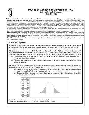 Examen de Matemáticas Aplicadas a las Ciencias Sociales (EBAU de 2025)