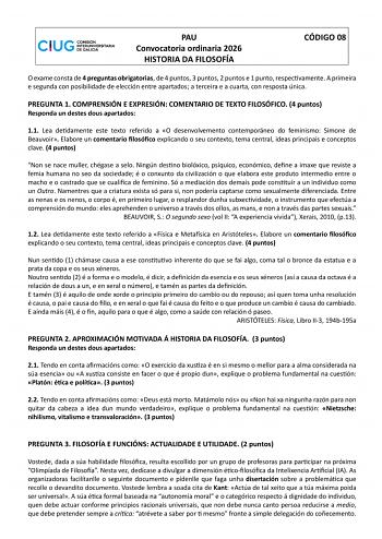 Historia de la Filosofía – ABAU Galicia (2026)