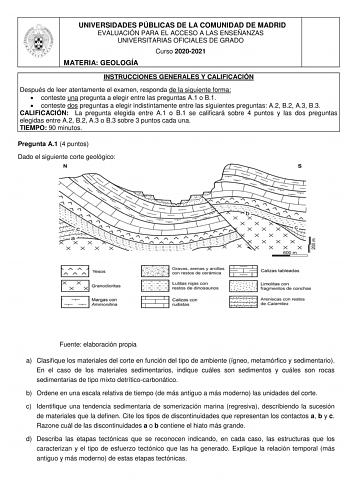 Examen de Geología (EvAU de 2021)
