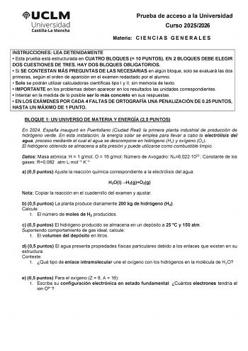Ciencias Generales – EvAU Castilla-La Mancha (2026)