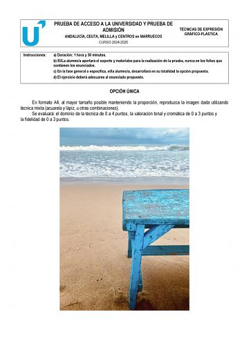 Examen de Técnicas de Expresión Gráfico Plástica (PEvAU de 2025)