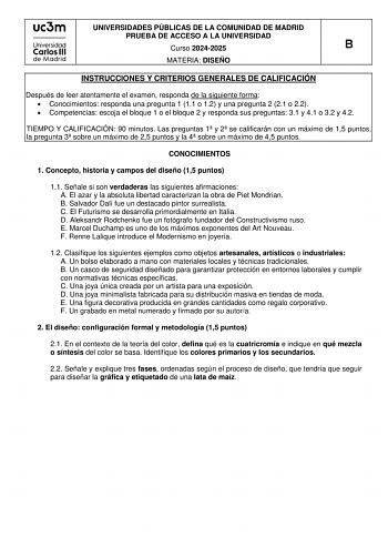 Examen de Diseño (EvAU de 2025)