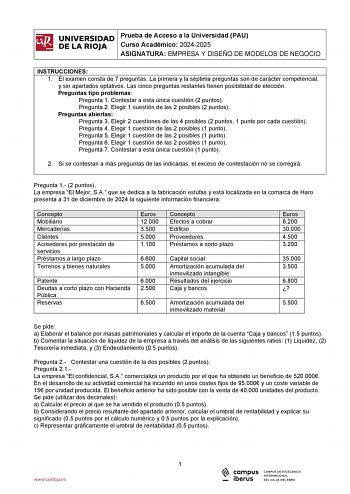 Examen de Empresa y Diseño de Modelos de Negocio (EBAU de 2025)