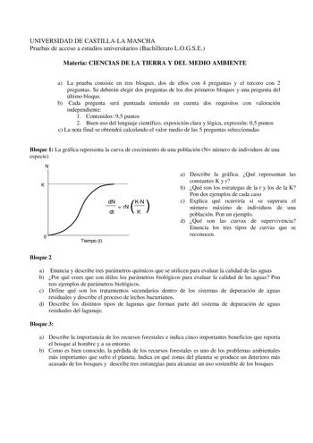 Examen de Ciencias de la Tierra y Medioambientales (selectividad de 2004)