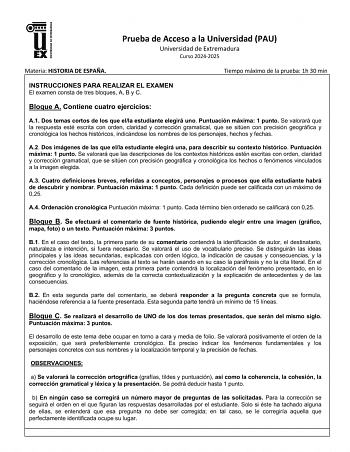Examen de Historia de España (EBAU de 2025)