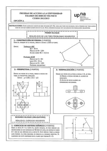 Examen de Dibujo Técnico II (PAU de 2013)