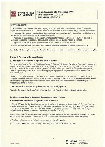 Examen de Griego (EBAU de 2025)