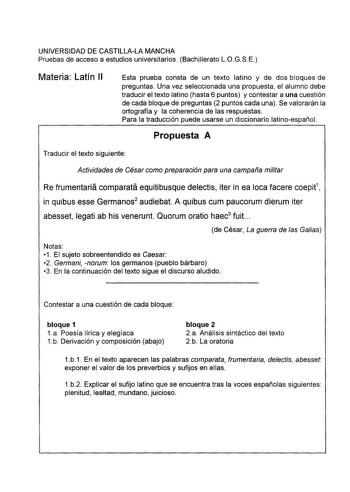 Examen de Latín II (selectividad de 2002)