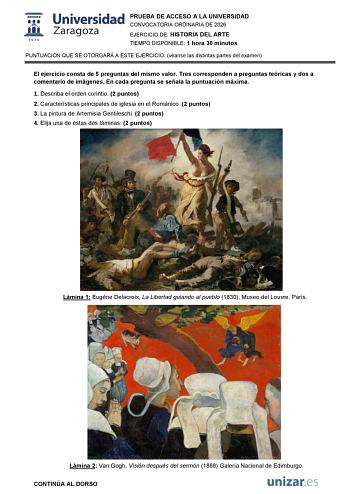 Historia del Arte – EvAU Aragón (2026)